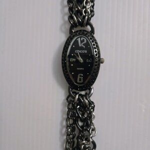 Vintage Chico's CC55549 rhinestone‎ multi chain-link quartz watch